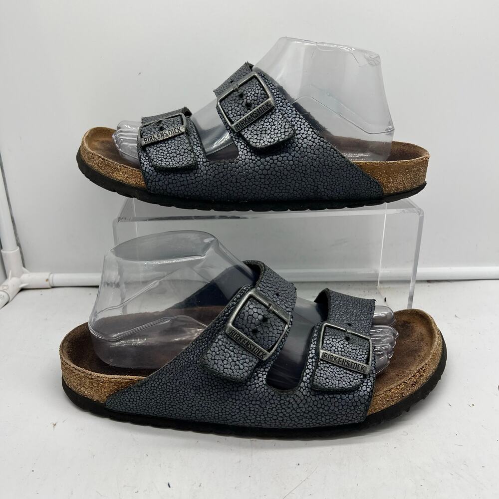 Birkenstock Arizona Sandals Shoes Womens 41 US 9-9.5 Shiny Blue Strap Buckle